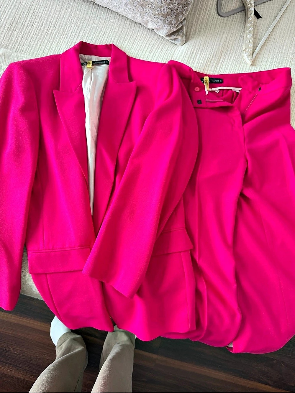 Zara Tailored Hot Pink Suit Blazer and Trousers